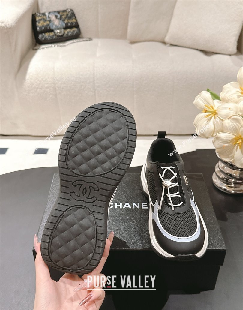 Chanel Calfskin and Mesh Sneakers Black 2025 CH061006 (SS-250610027)