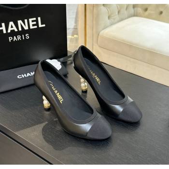 Chanel Calfskin Grosgrain Pumps 8.5cm with Pearls Heel Black 2025 CH061009 (MD-250610045)