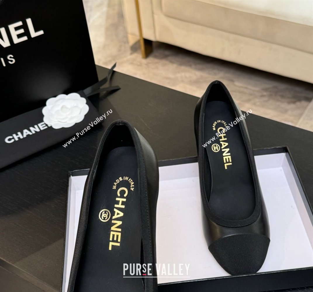 Chanel Calfskin Grosgrain Pumps 8.5cm with Pearls Heel Black 2025 CH061009 (MD-250610045)
