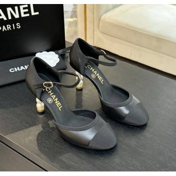 Chanel Calfskin Grosgrain Sandals 8.5cm with Pearls Heel Black 2025 CH061009 (MD-250610052)