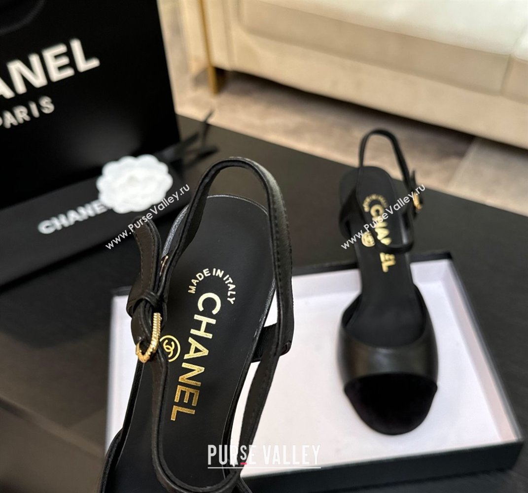 Chanel Calfskin Suede Mary Janes Pump 8.5cm with Pearls Heel Black 2025 CH061009 (MD-250610057)