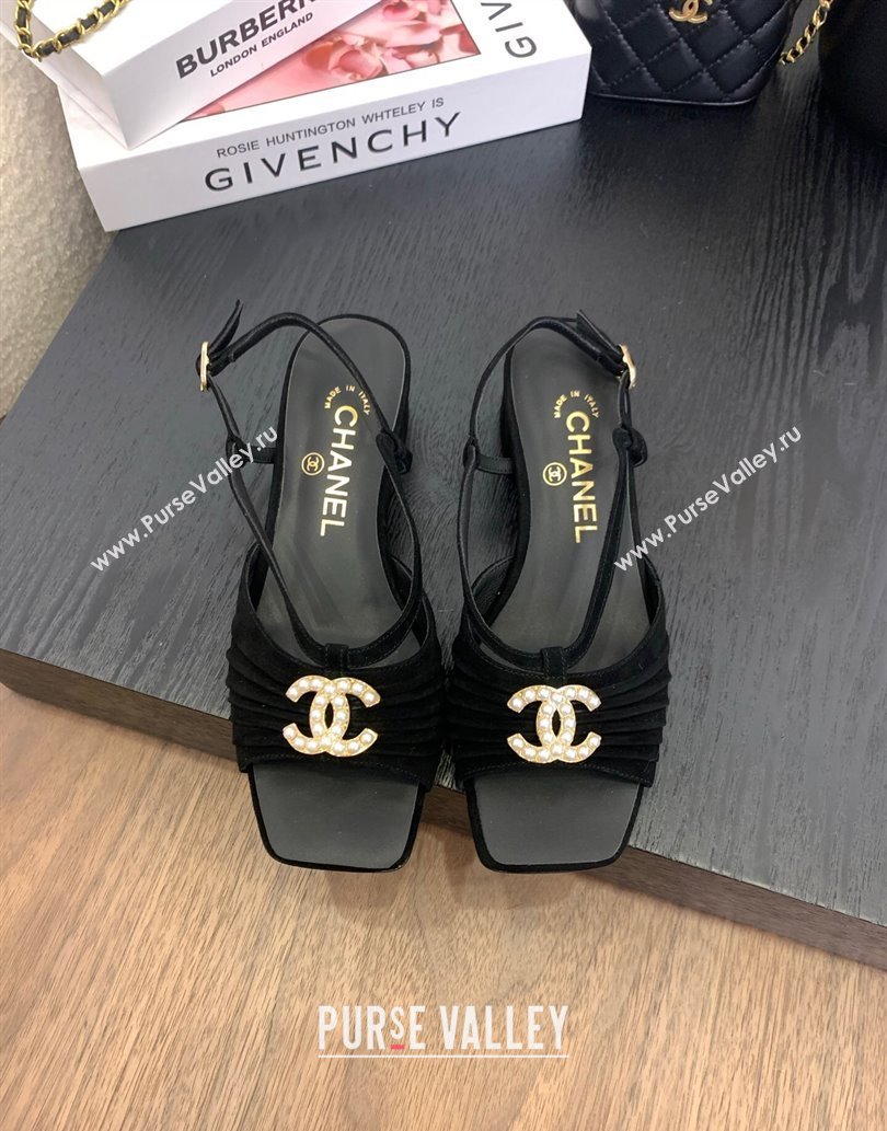 Chanel Suede Sandals 3cm with CC Black 2025 CH061010 (MD-250610059)