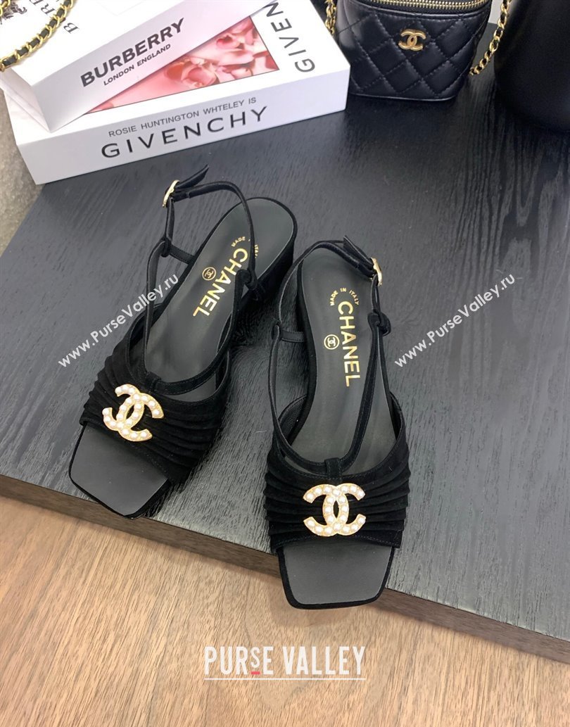Chanel Suede Sandals 3cm with CC Black 2025 CH061010 (MD-250610059)