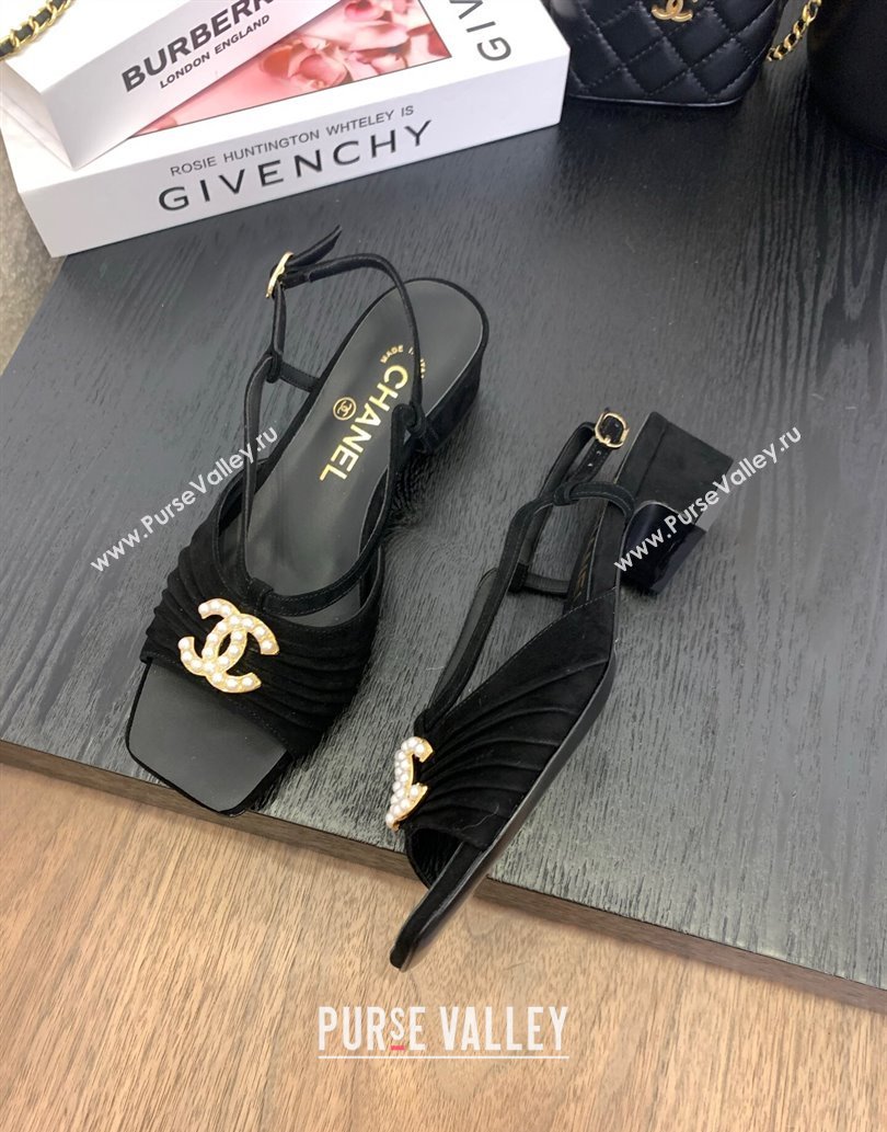 Chanel Suede Sandals 3cm with CC Black 2025 CH061010 (MD-250610059)