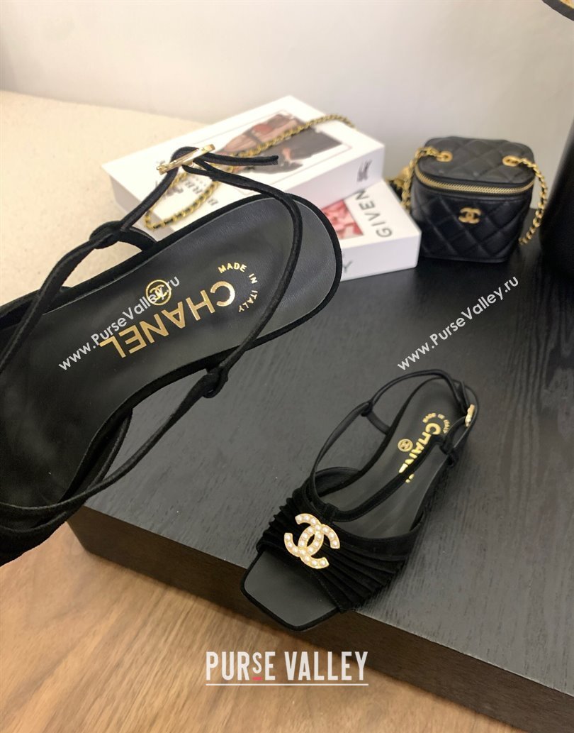 Chanel Suede Sandals 3cm with CC Black 2025 CH061010 (MD-250610059)