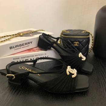 Chanel Suede Sandals 3cm with CC Black 2025 CH061010 (MD-250610059)