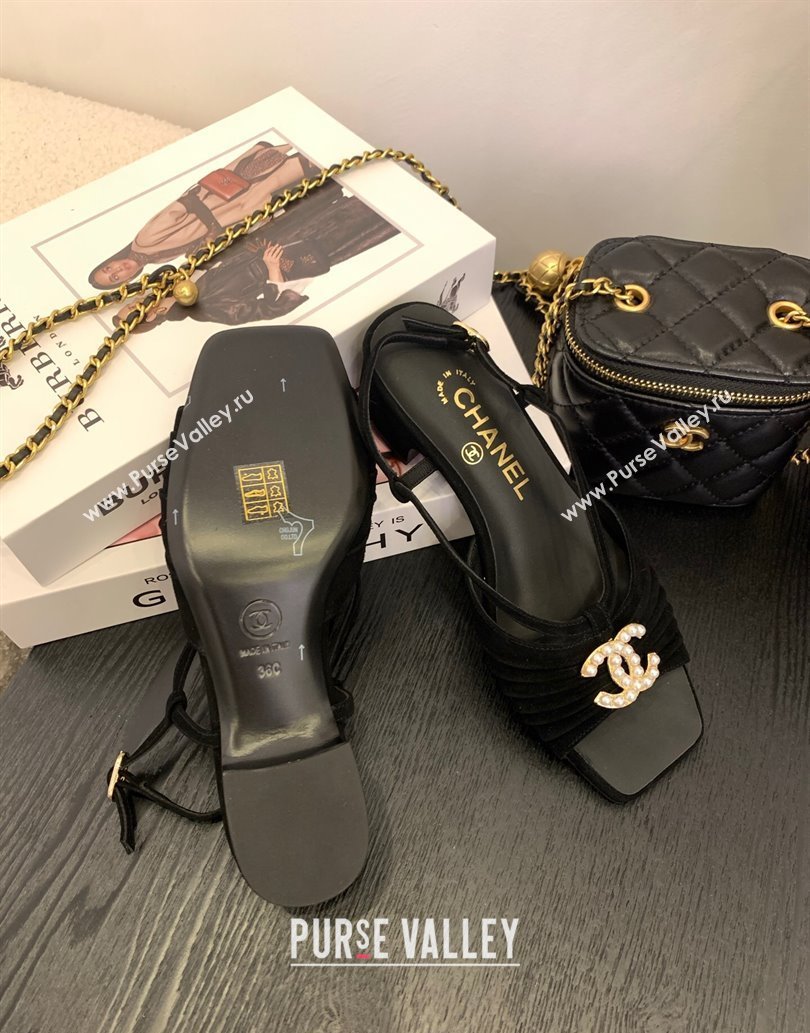 Chanel Suede Sandals 3cm with CC Black 2025 CH061010 (MD-250610059)