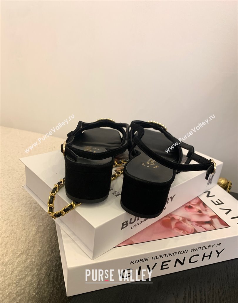Chanel Suede Sandals 3cm with CC Black 2025 CH061010 (MD-250610059)