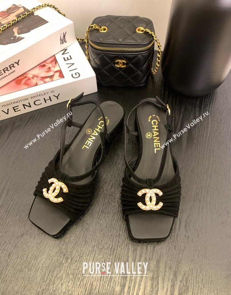 Chanel Suede Sandals 3cm with CC Black 2025 CH061010 (MD-250610059)