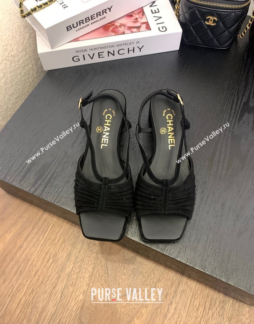 Chanel Suede Sandals 3cm with CC Black 2025 G46329 (MD-250610061)