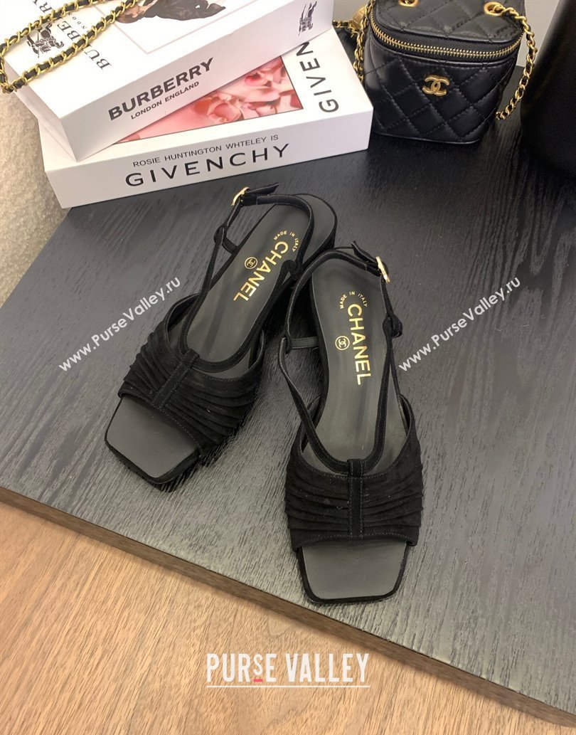 Chanel Suede Sandals 3cm with CC Black 2025 G46329 (MD-250610061)