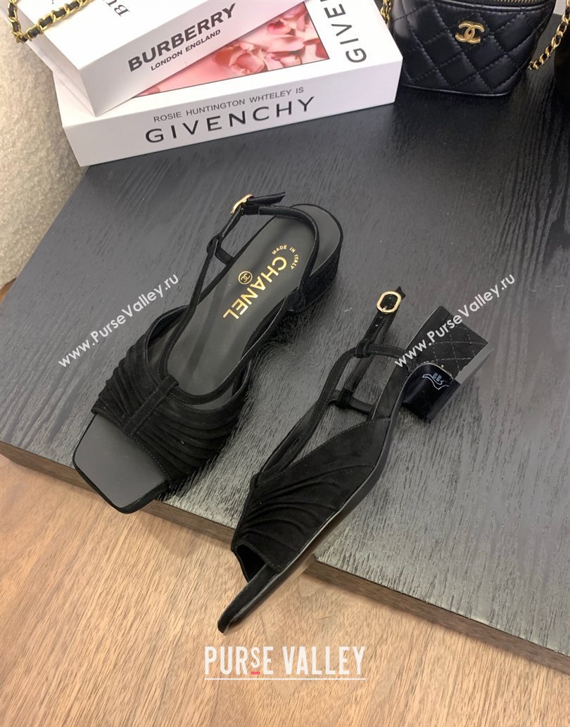 Chanel Suede Sandals 3cm with CC Black 2025 G46329 (MD-250610061)