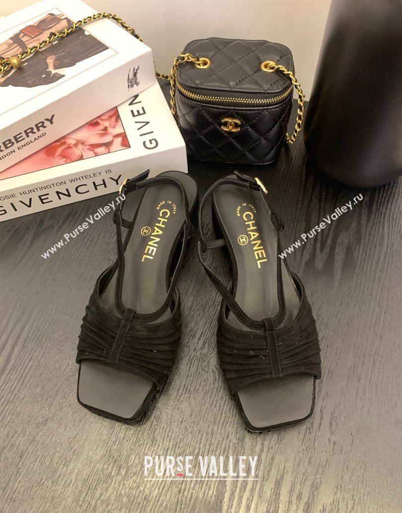 Chanel Suede Sandals 3cm with CC Black 2025 G46329 (MD-250610061)