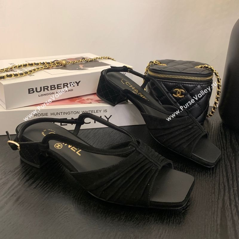 Chanel Suede Sandals 3cm with CC Black 2025 G46329 (MD-250610061)