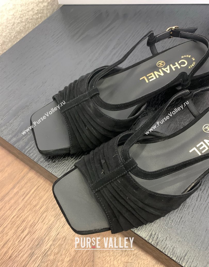 Chanel Suede Sandals 3cm with CC Black 2025 G46329 (MD-250610061)