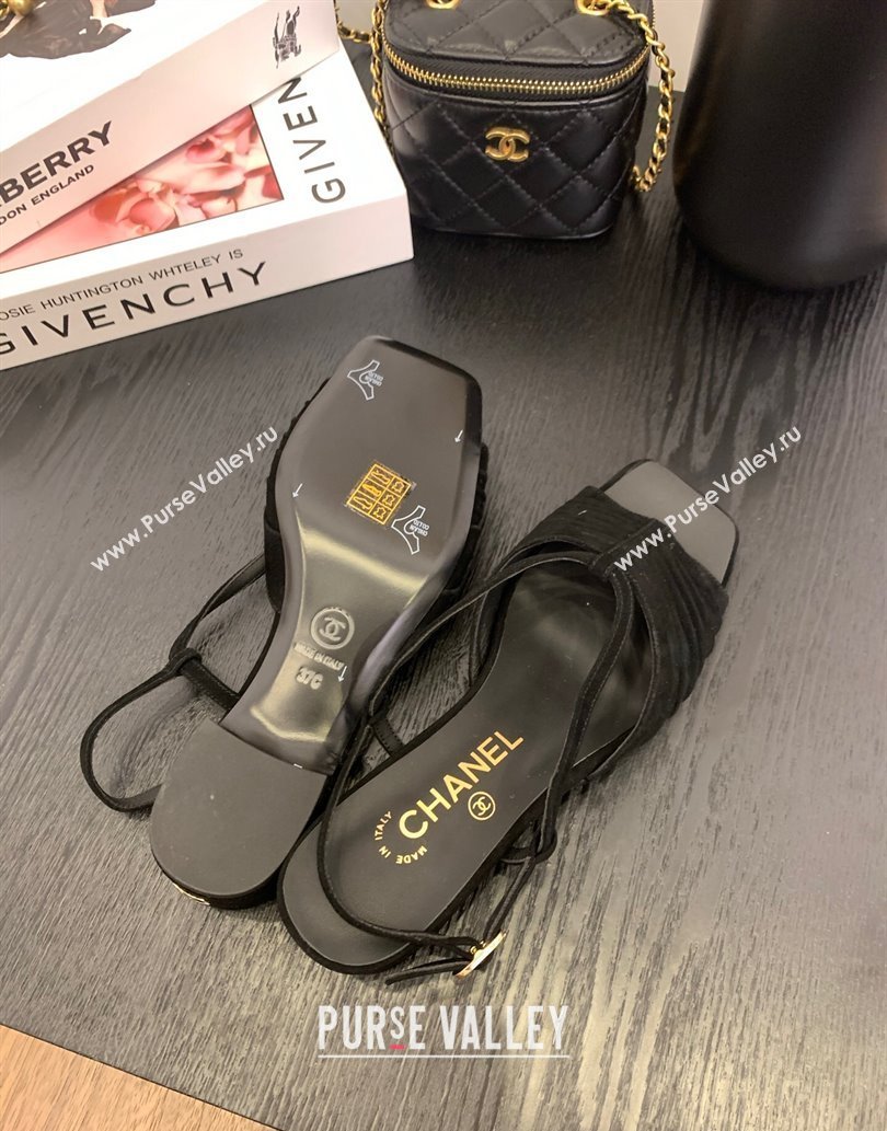 Chanel Suede Sandals 3cm with CC Black 2025 G46329 (MD-250610061)