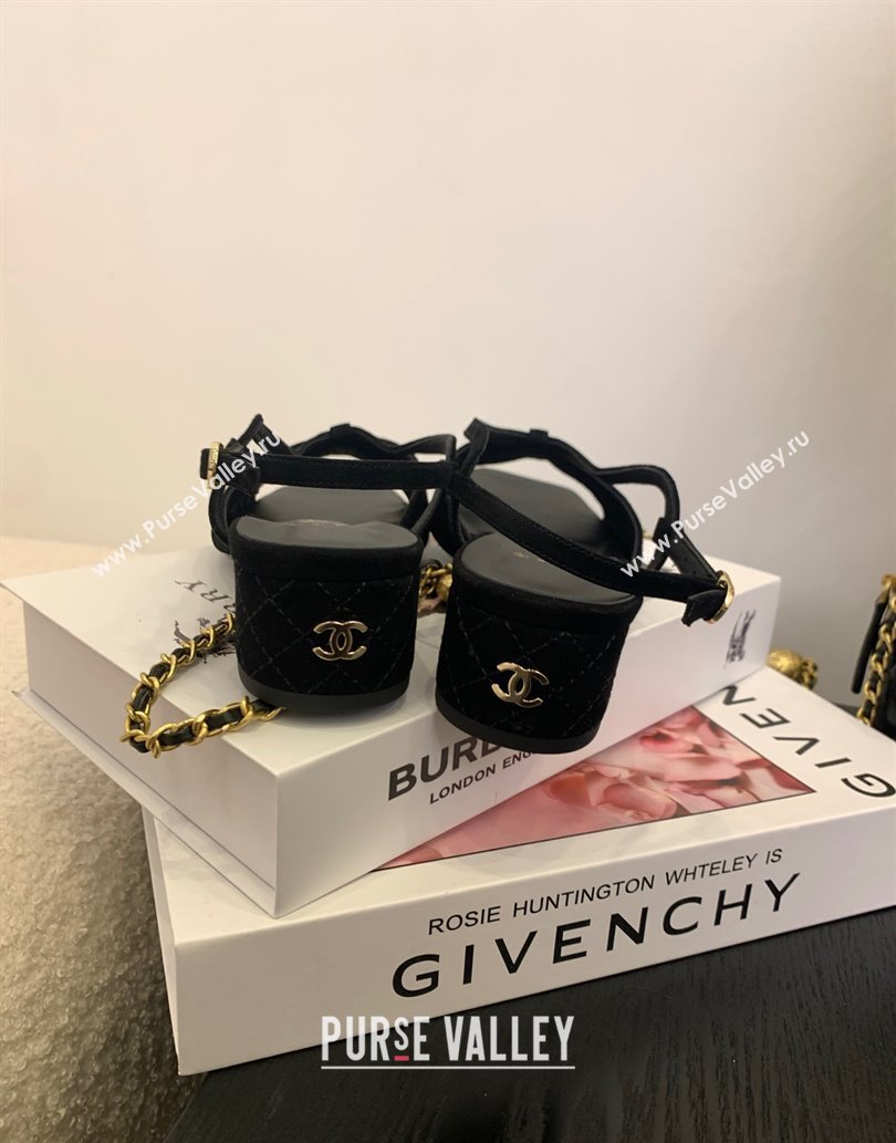 Chanel Suede Sandals 3cm with CC Black 2025 G46329 (MD-250610061)