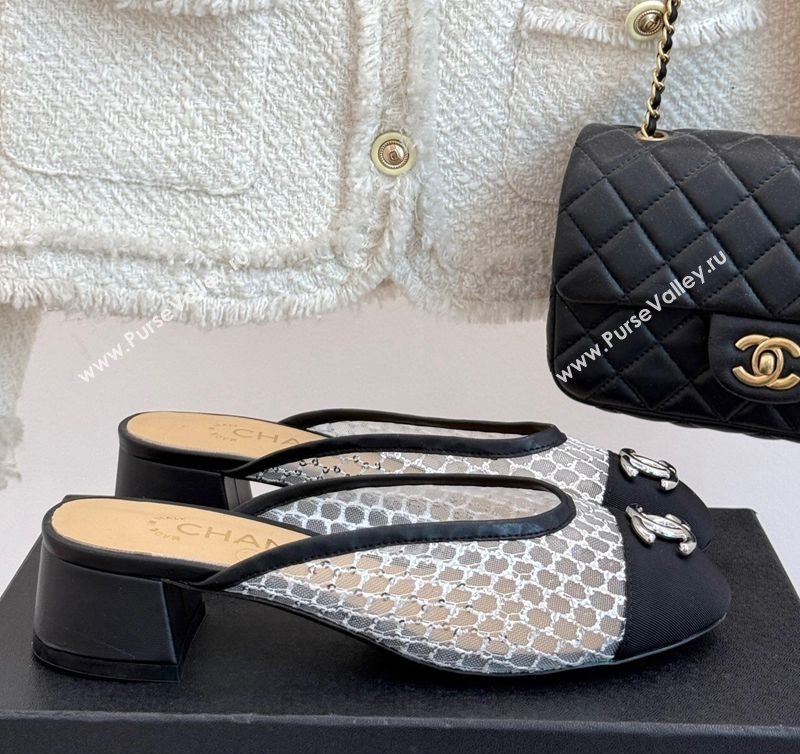 Chanel Mesh Heel Mules Black 2025 CH061014 (MD-250610083)