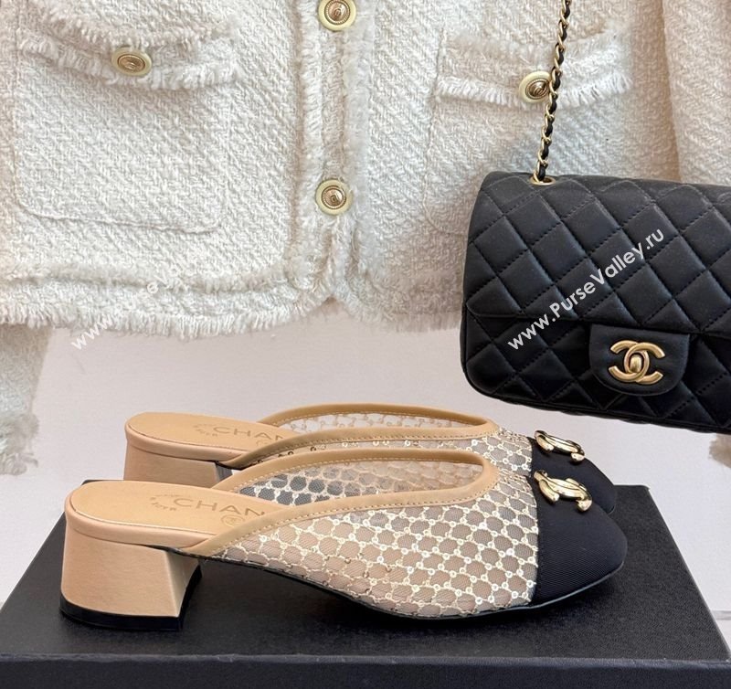 Chanel Mesh Heel Mules Beige 2025 CH061014 (MD-250610084)