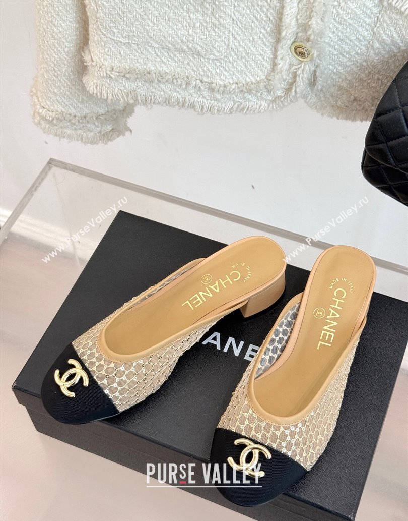 Chanel Mesh Heel Mules Beige 2025 CH061014 (MD-250610084)