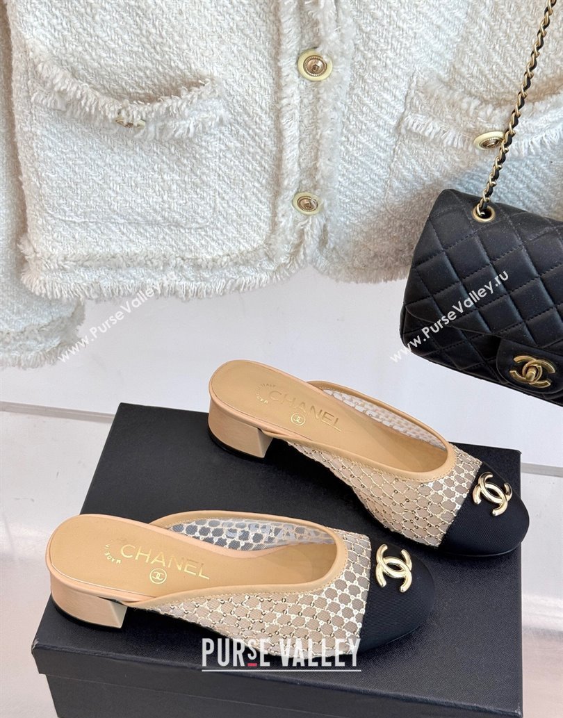 Chanel Mesh Heel Mules Beige 2025 CH061014 (MD-250610084)