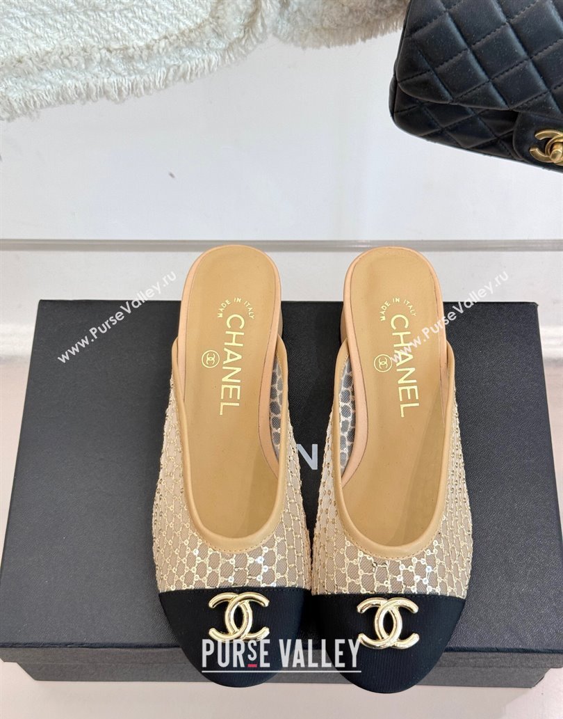 Chanel Mesh Heel Mules Beige 2025 CH061014 (MD-250610084)