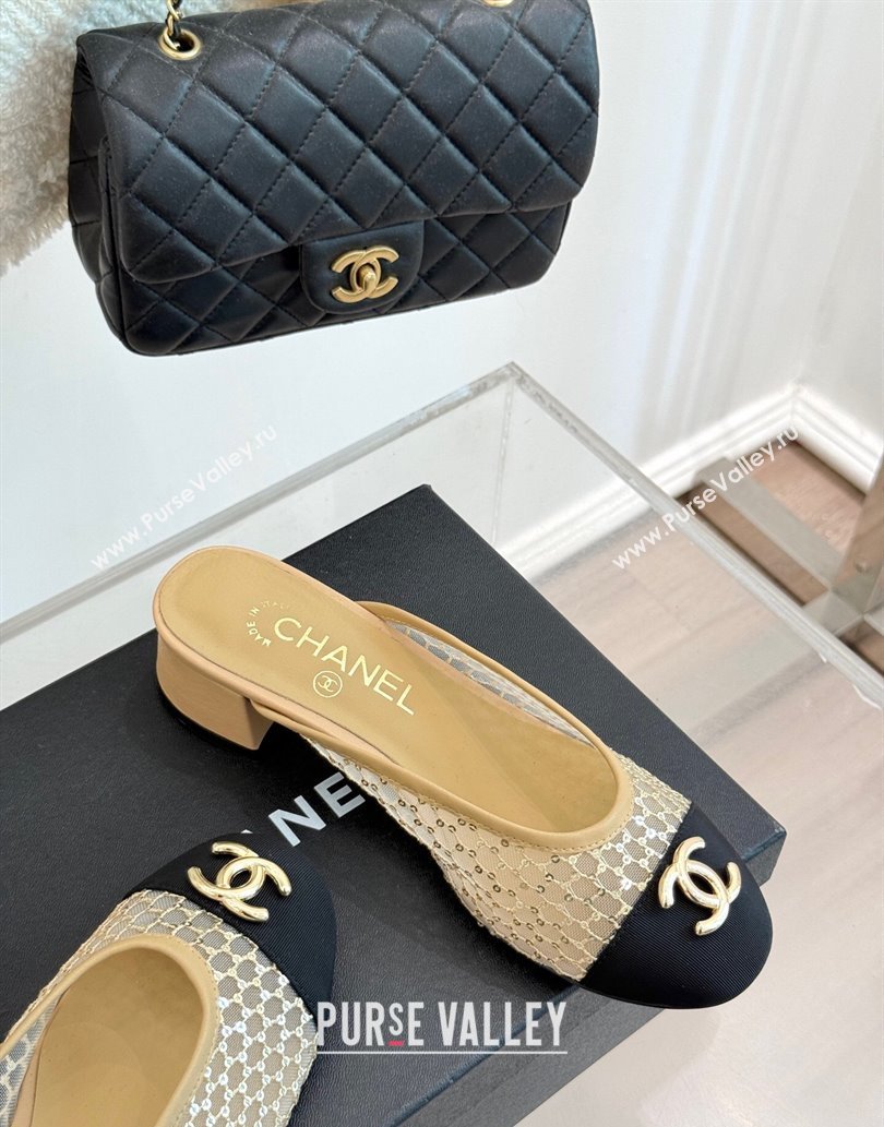Chanel Mesh Heel Mules Beige 2025 CH061014 (MD-250610084)