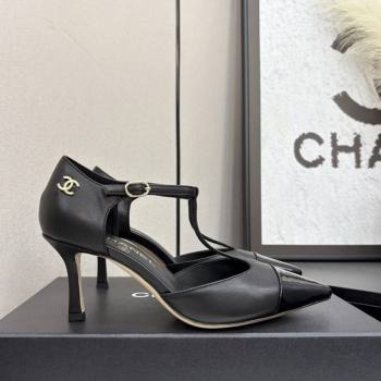 Chanel Lambskin Patent Calfskin T Pumps Black 2025 CH061018 (MD-250610106)