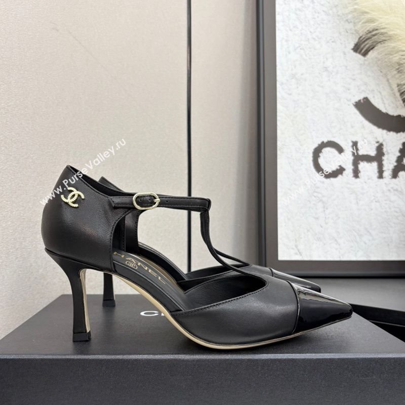 Chanel Lambskin Patent Calfskin T Pumps Black 2025 CH061018 (MD-250610106)