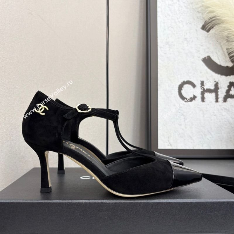 Chanel Suede Patent Leather T Pumps Black 2025 CH061018 (MD-250610104)