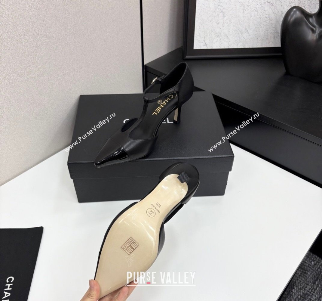 Chanel Lambskin Patent Calfskin T Pumps Black 2025 CH061018 (MD-250610106)