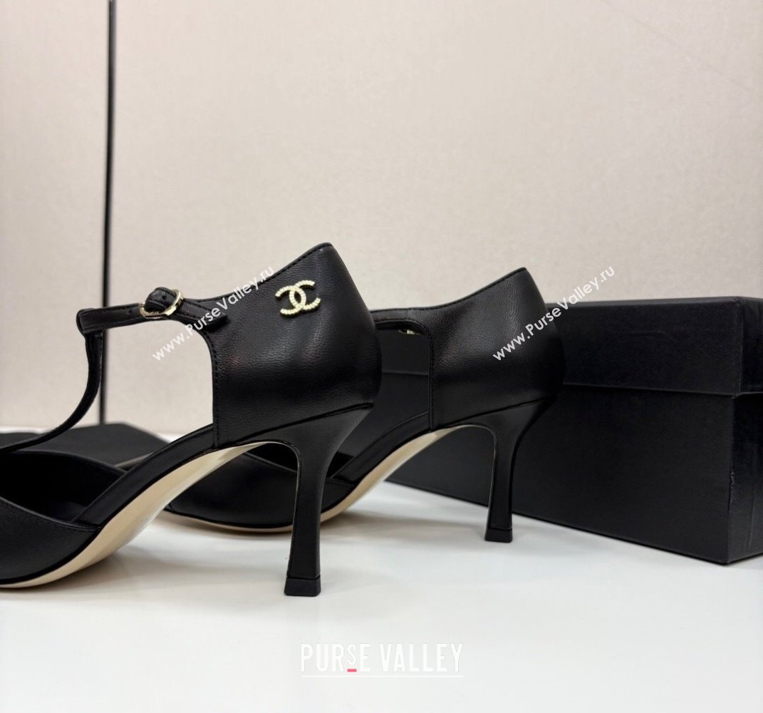 Chanel Lambskin Patent Calfskin T Pumps Black 2025 CH061018 (MD-250610106)