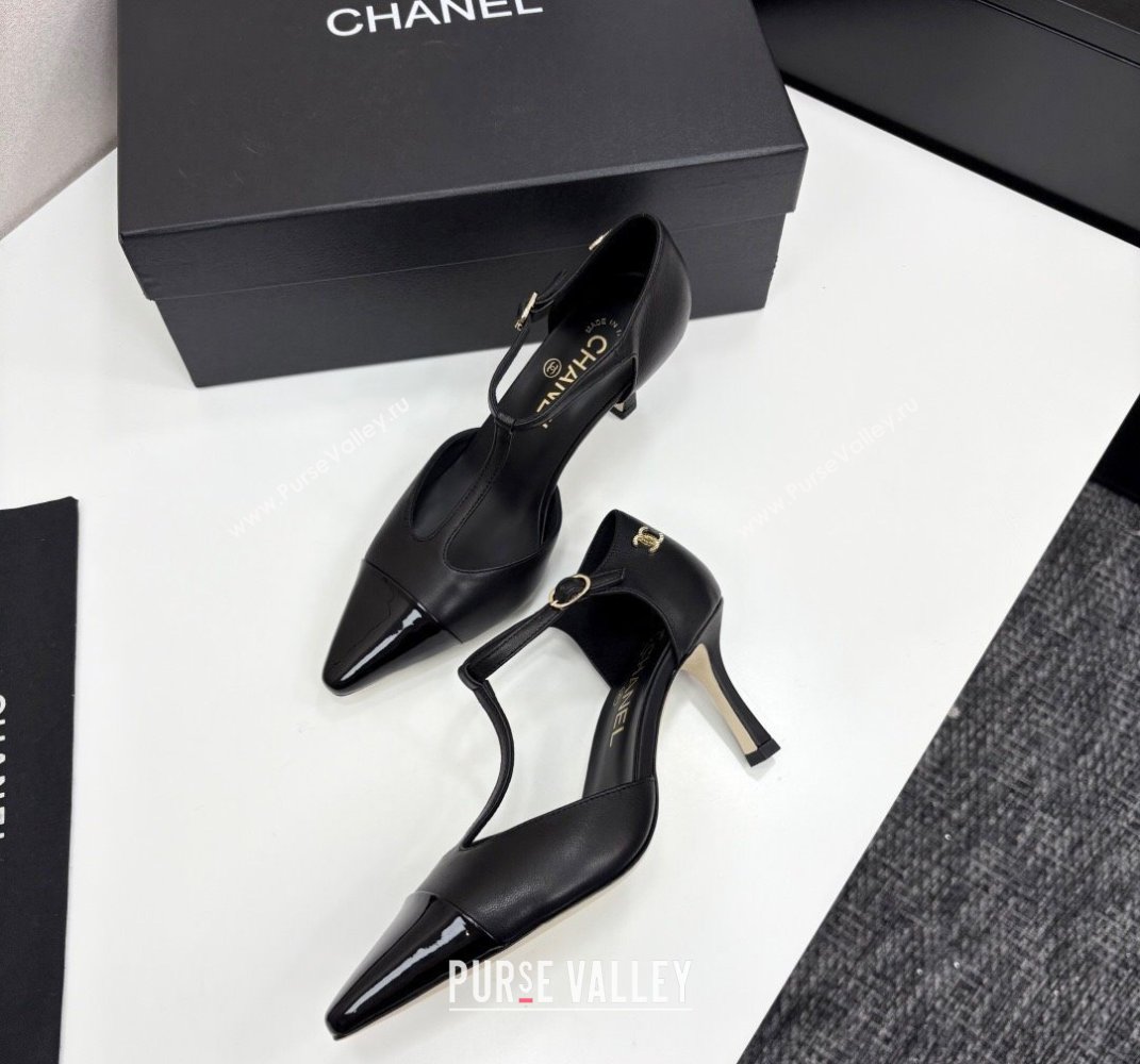 Chanel Lambskin Patent Calfskin T Pumps Black 2025 CH061018 (MD-250610106)