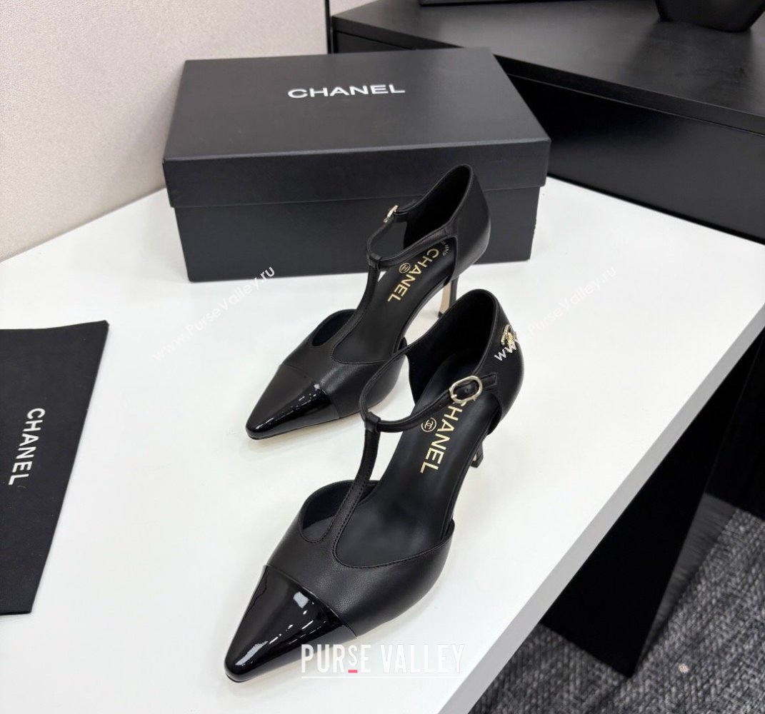 Chanel Lambskin Patent Calfskin T Pumps Black 2025 CH061018 (MD-250610106)