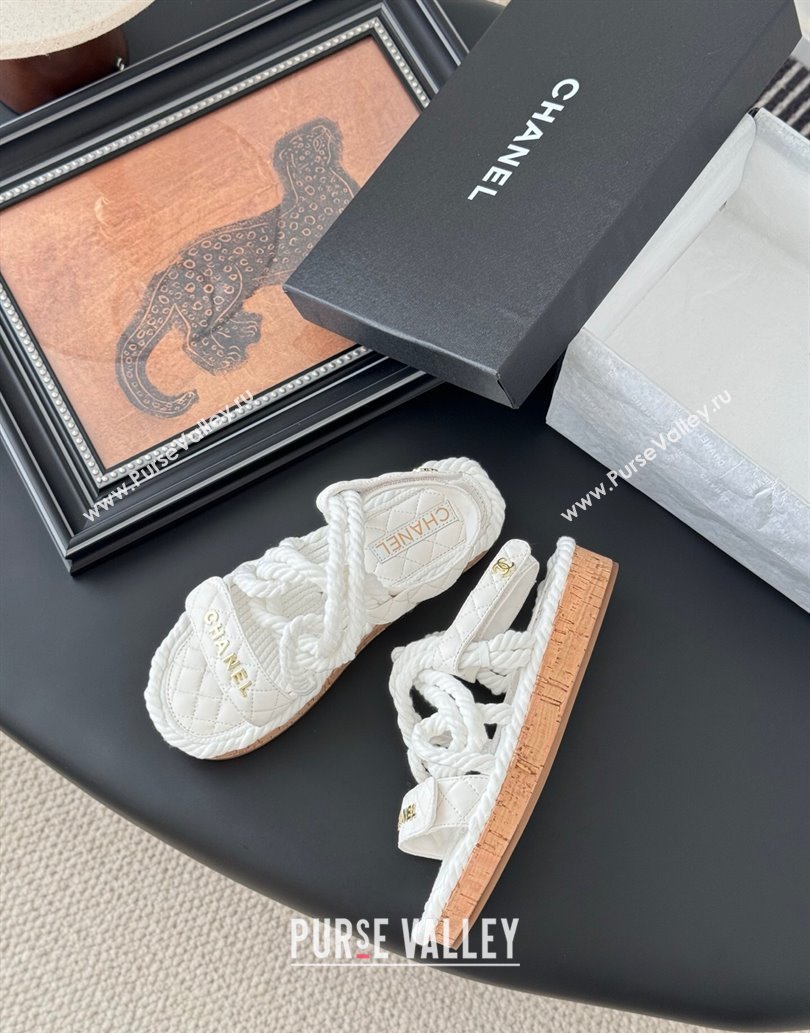 Chanel Quilted Calfskin Cord Sandals White 2025 CH061013 (MD-250610077)