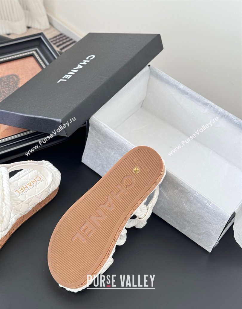 Chanel Quilted Calfskin Cord Sandals White 2025 CH061013 (MD-250610077)