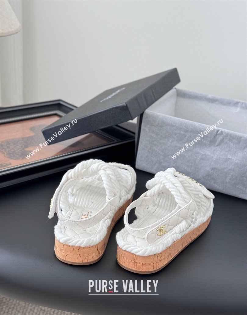 Chanel Quilted Calfskin Cord Sandals White 2025 CH061013 (MD-250610077)
