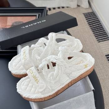 Chanel Quilted Calfskin Cord Sandals White 2025 CH061013 (MD-250610077)