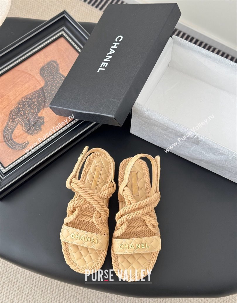 Chanel Quilted Calfskin Cord Sandals Beige 2025 CH061013 (MD-250610078)