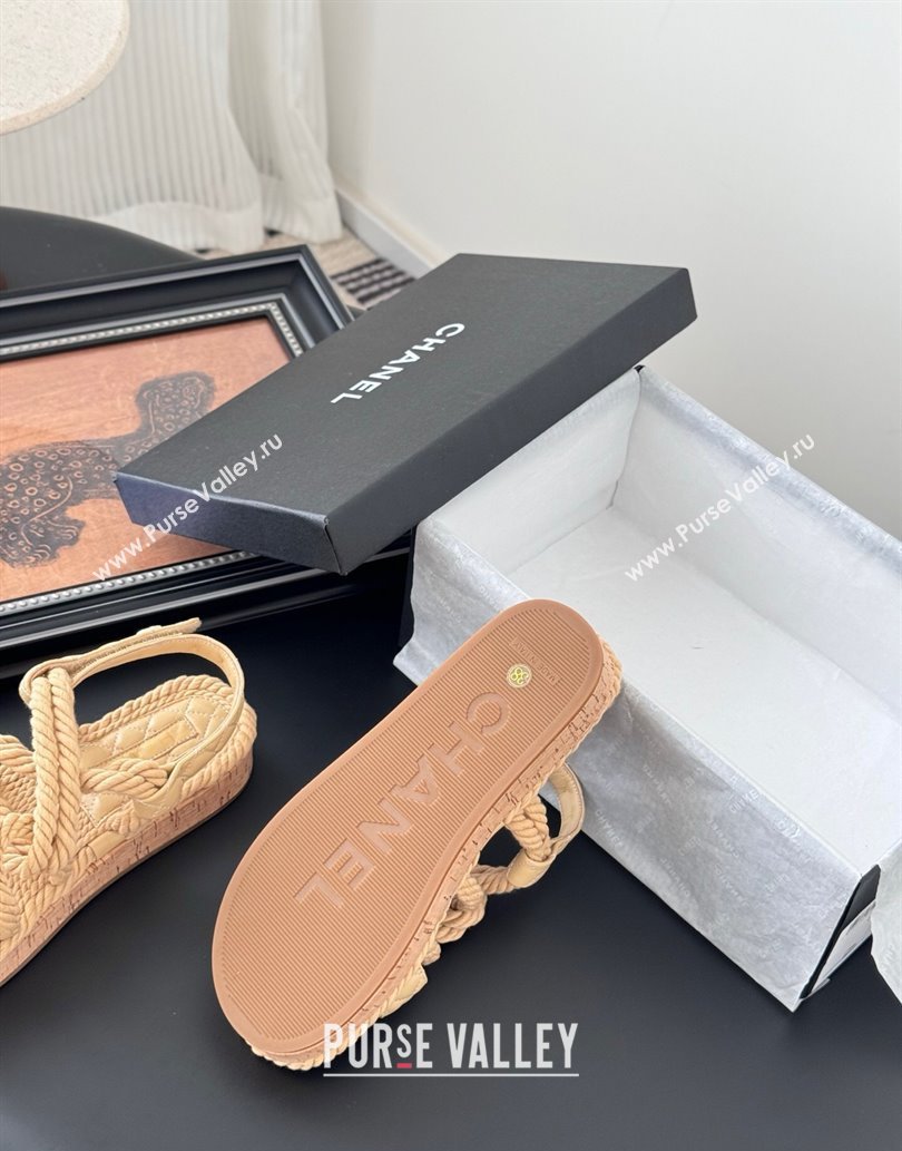 Chanel Quilted Calfskin Cord Sandals Beige 2025 CH061013 (MD-250610078)