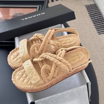 Chanel Quilted Calfskin Cord Sandals Beige 2025 CH061013 (MD-250610078)