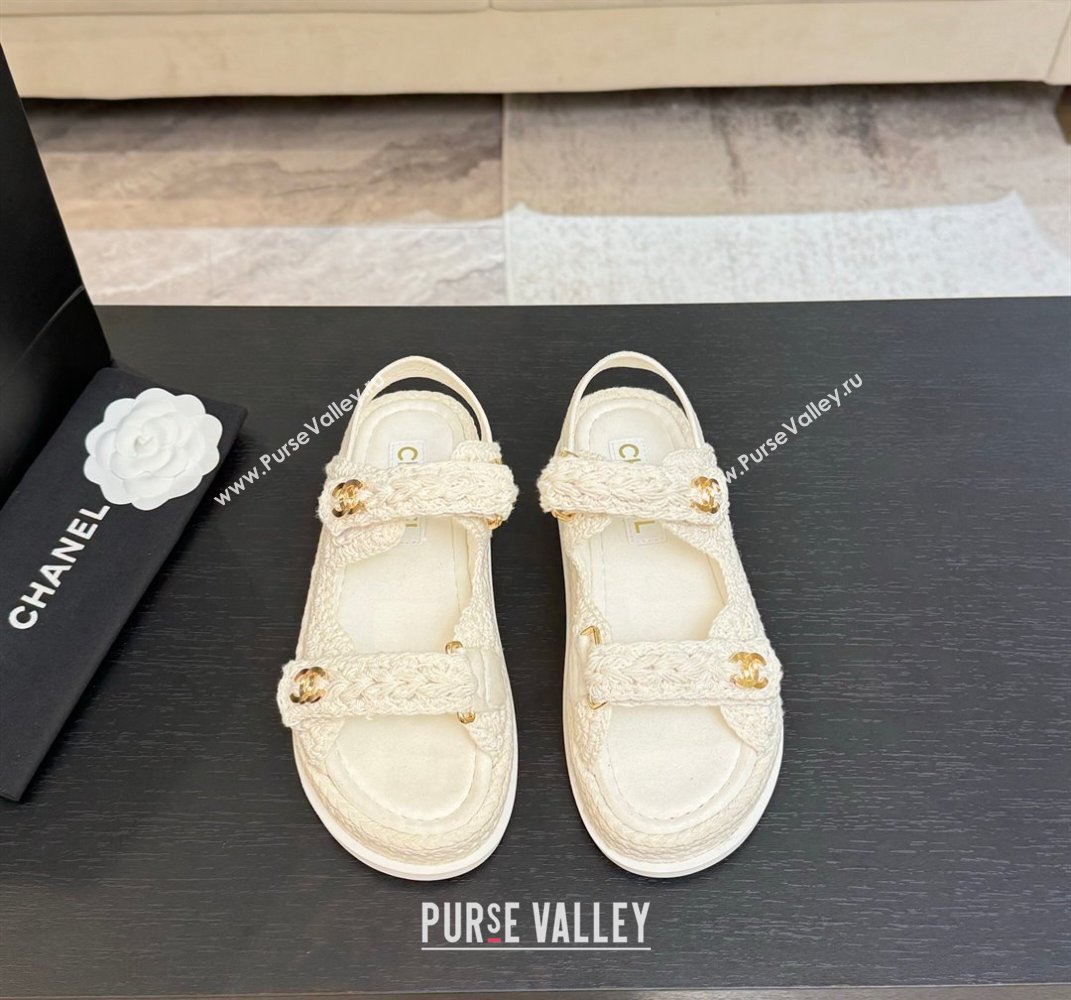 Chanel Crochet Strap Flat Sandals White 2025 CH061012 (MD-250610069)