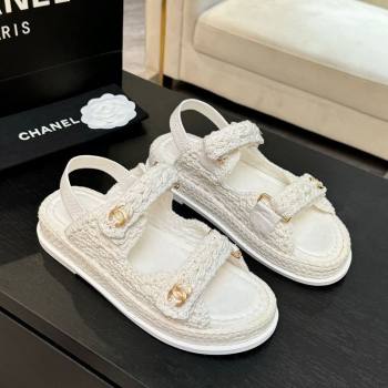 Chanel Crochet Strap Flat Sandals White 2025 CH061012 (MD-250610069)