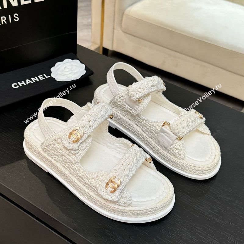 Chanel Crochet Strap Flat Sandals White 2025 CH061012 (MD-250610069)