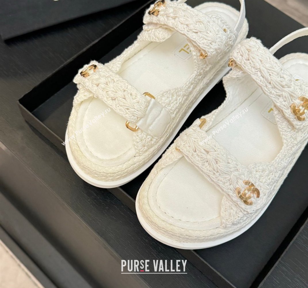 Chanel Crochet Strap Flat Sandals White 2025 CH061012 (MD-250610069)