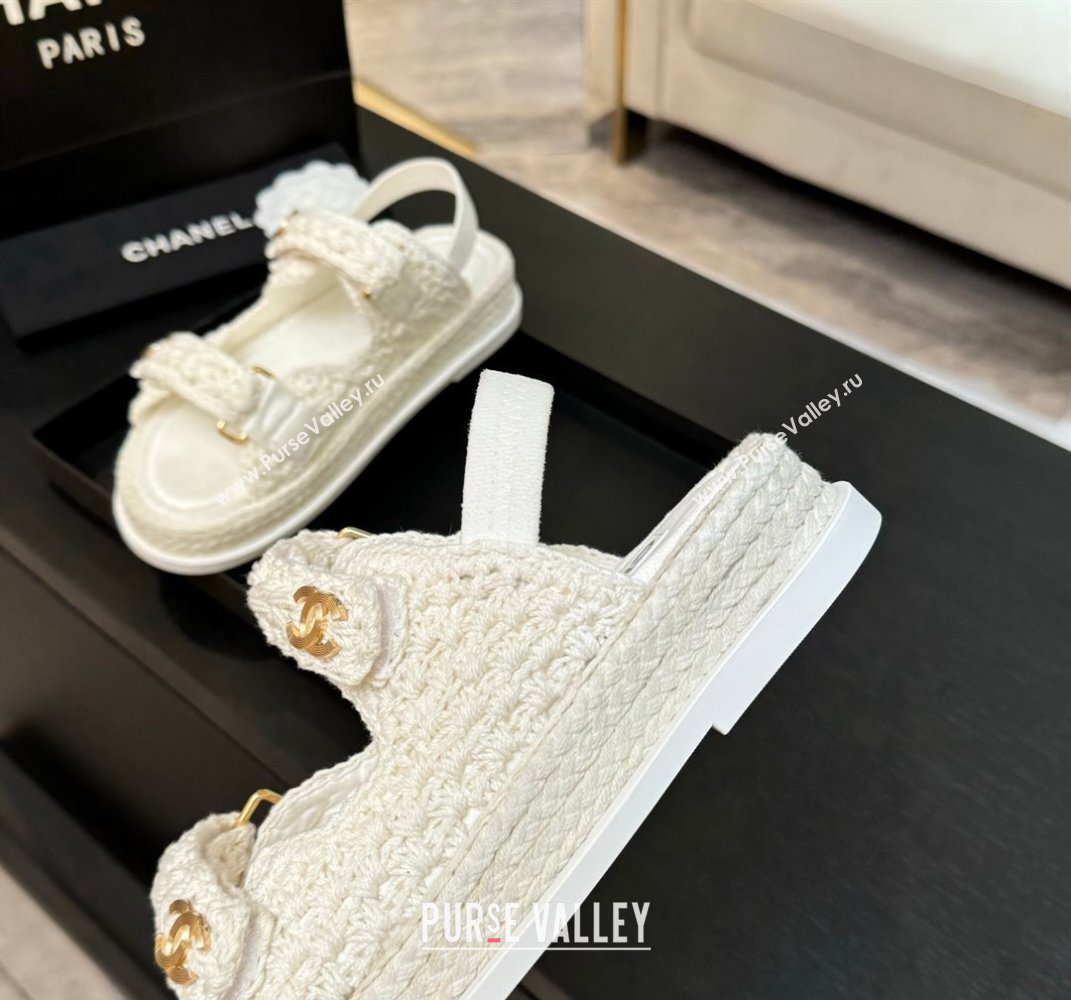 Chanel Crochet Strap Flat Sandals White 2025 CH061012 (MD-250610069)