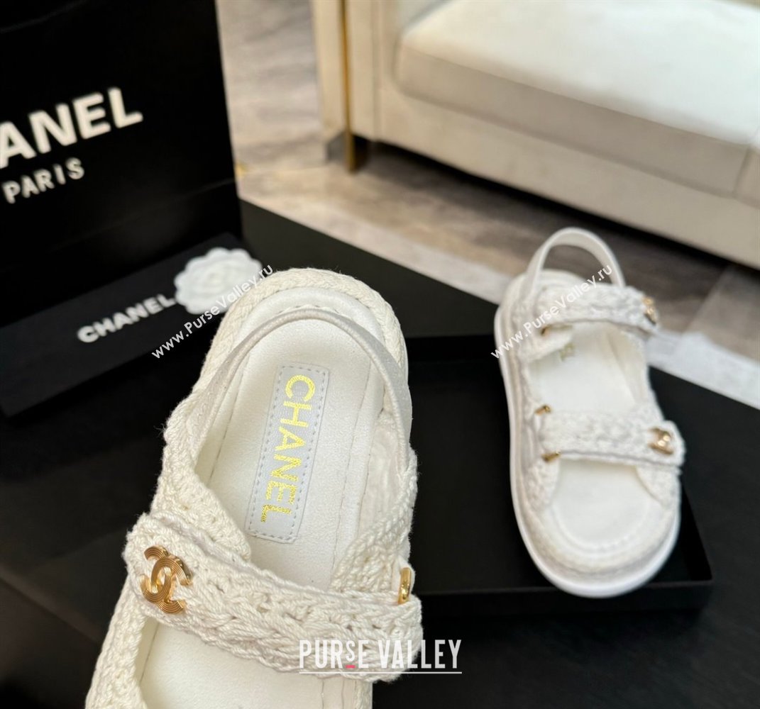 Chanel Crochet Strap Flat Sandals White 2025 CH061012 (MD-250610069)