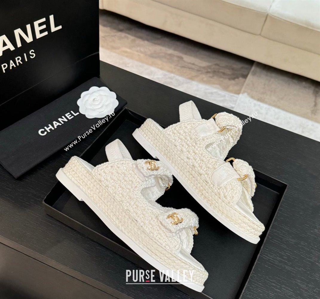 Chanel Crochet Strap Flat Sandals White 2025 CH061012 (MD-250610069)