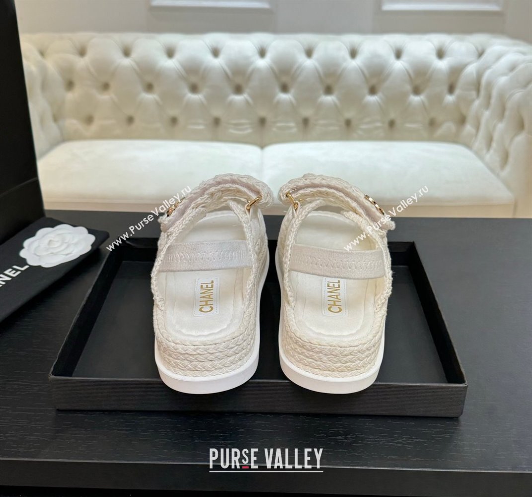 Chanel Crochet Strap Flat Sandals White 2025 CH061012 (MD-250610069)