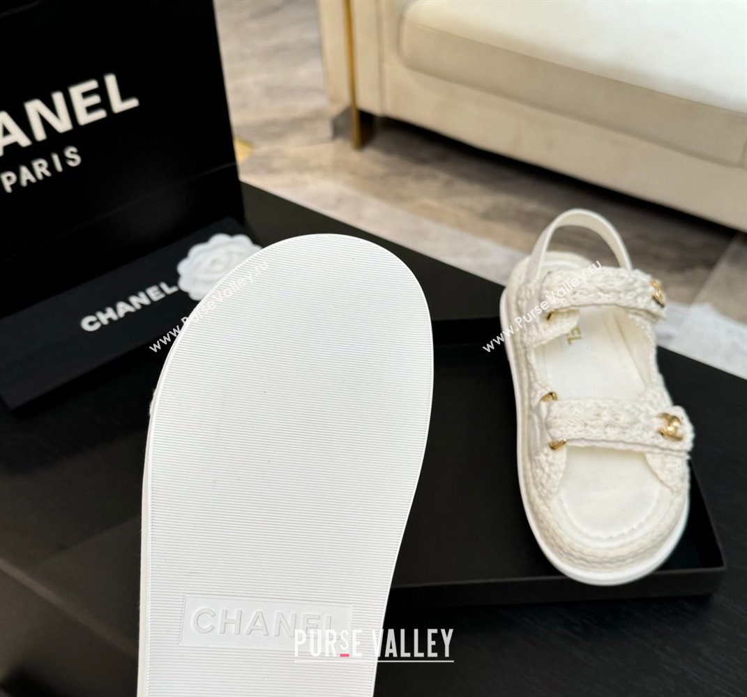 Chanel Crochet Strap Flat Sandals White 2025 CH061012 (MD-250610069)
